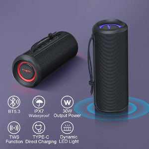 Lot Enceinte haut parleur bluetooth portable WISETIGER étanche IPX7, amplificateur de basses