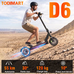 Cargar imagen en el visor de la galería, Todimart D8 Electric Scooter 10 Inch Adult E Scooter Foldable with 48V 20Ah Battery 65-70KM Long Range  Big HD Display APP Control Double Braking System &amp; Shock Absorption Off Road Electric Scooters for Teens
