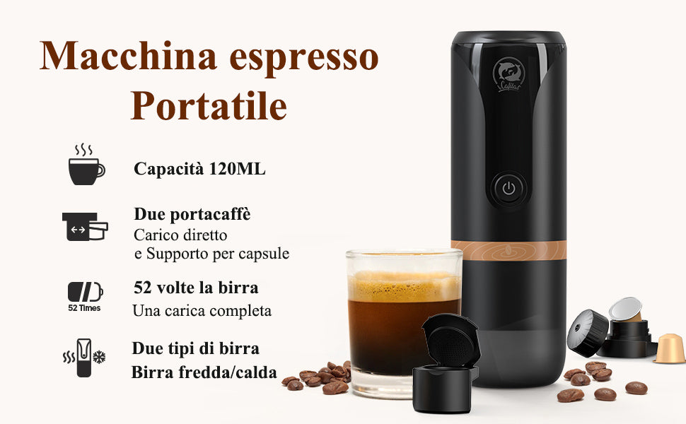 Machine à expresso portable SOA Icafilas brassage avec capsule ou café moulu