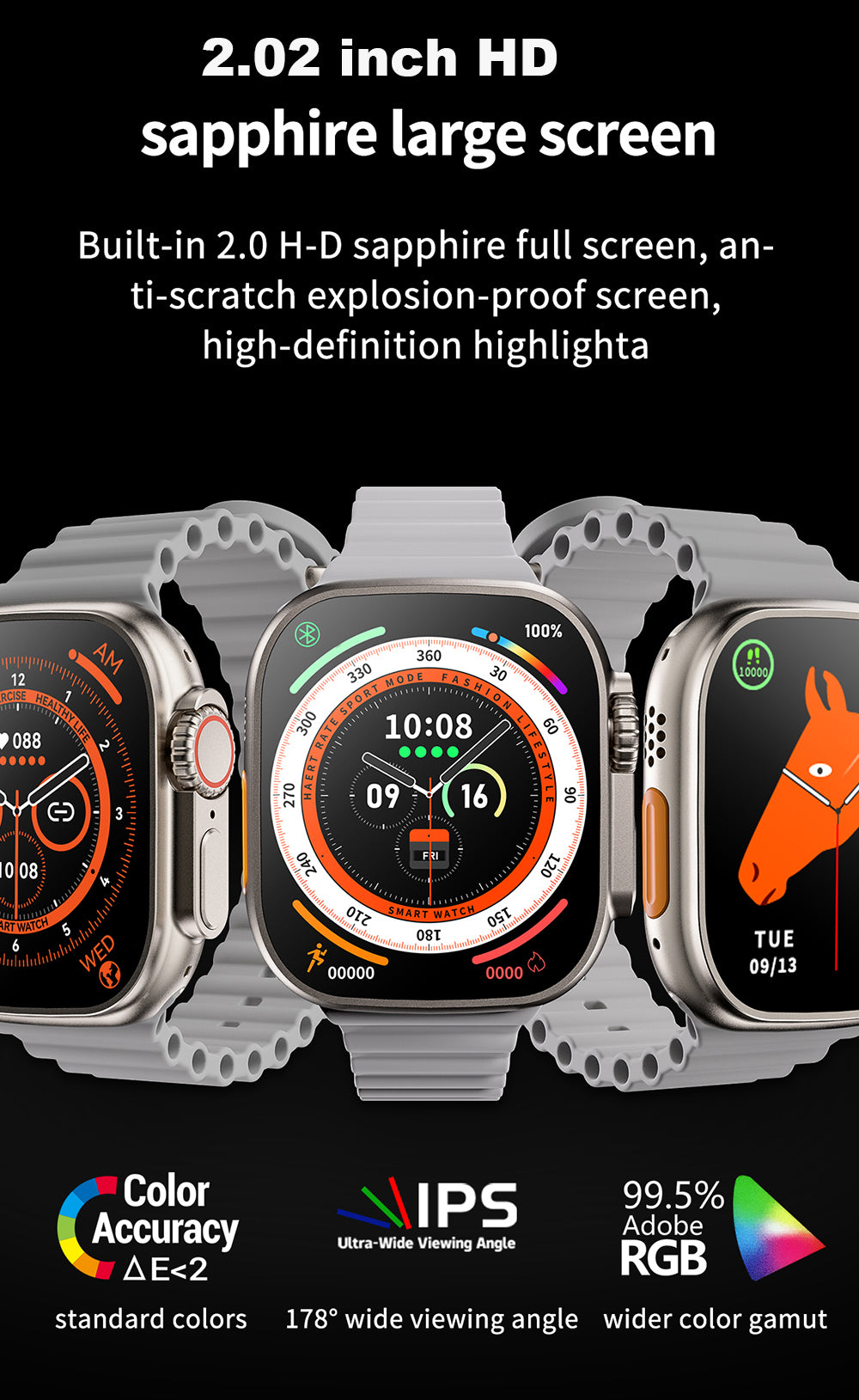 Waterproof Smart Watch for Men and Women ULTRA 8 with GPS Track