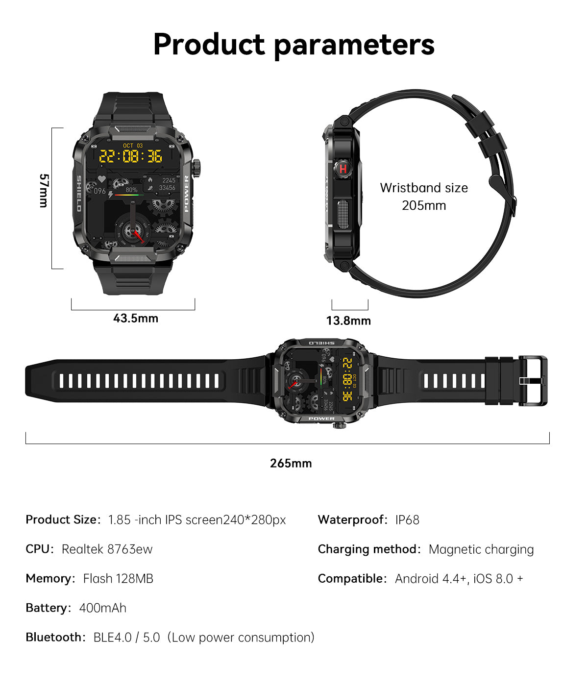 Montre intelligente connectée militaire ZANLER S1 robuste (offre spéciale "plus tu prends, moins tu payes")