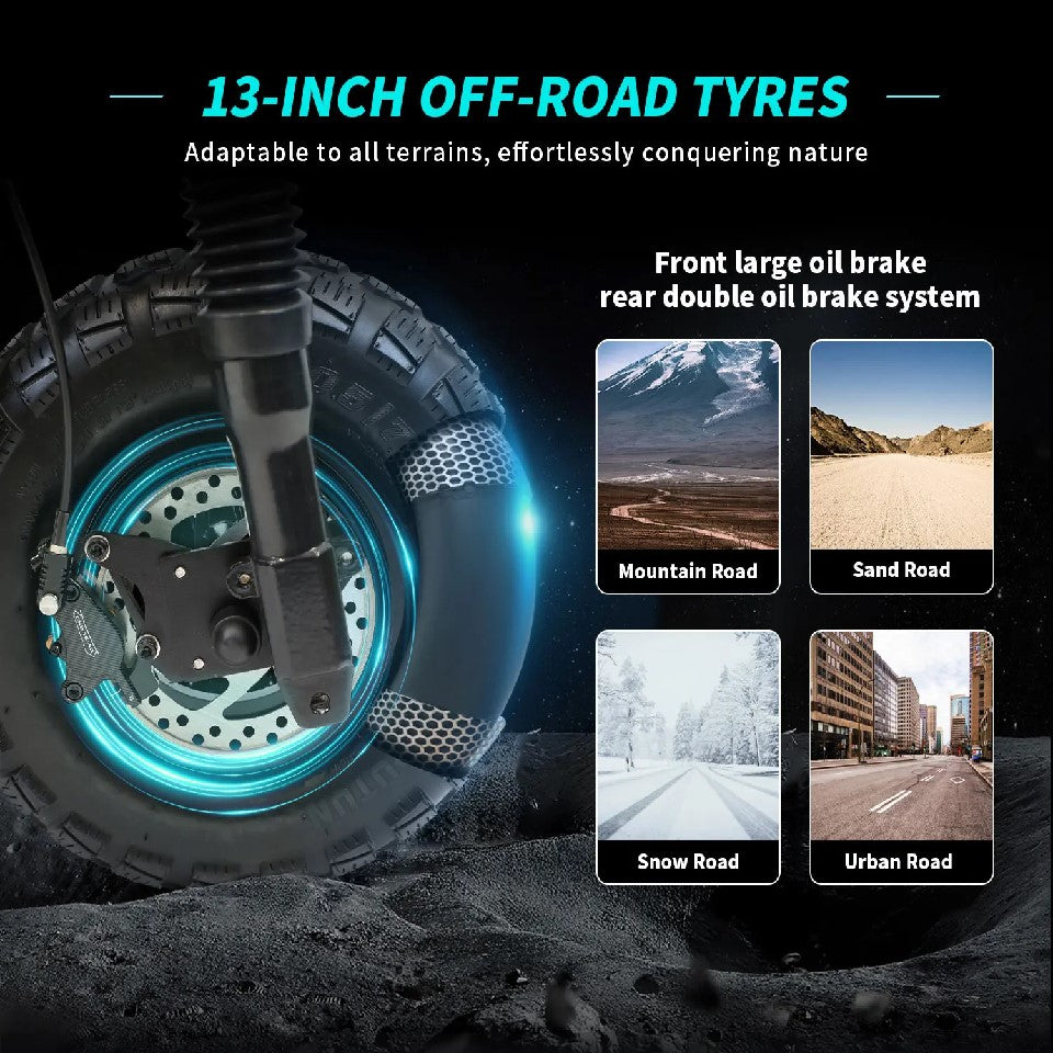 Trottinette électrique OOTD T30 3200 W à trois roues, avec double chargeur, noire