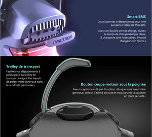 Gyroroue INMOTION électrique V11 noir, monoroue hoverboard, monocycle 2200W