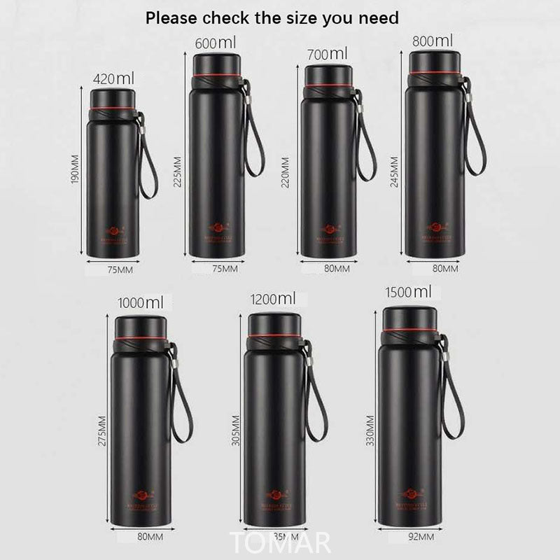 Very large capacity Thermos bottle in oxidizable steel